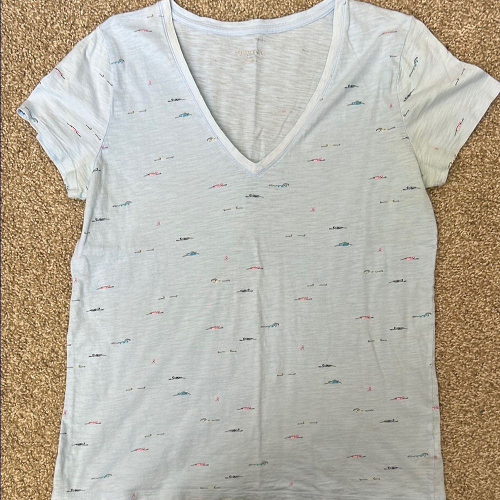 Women's Light Blue V-Neck Top